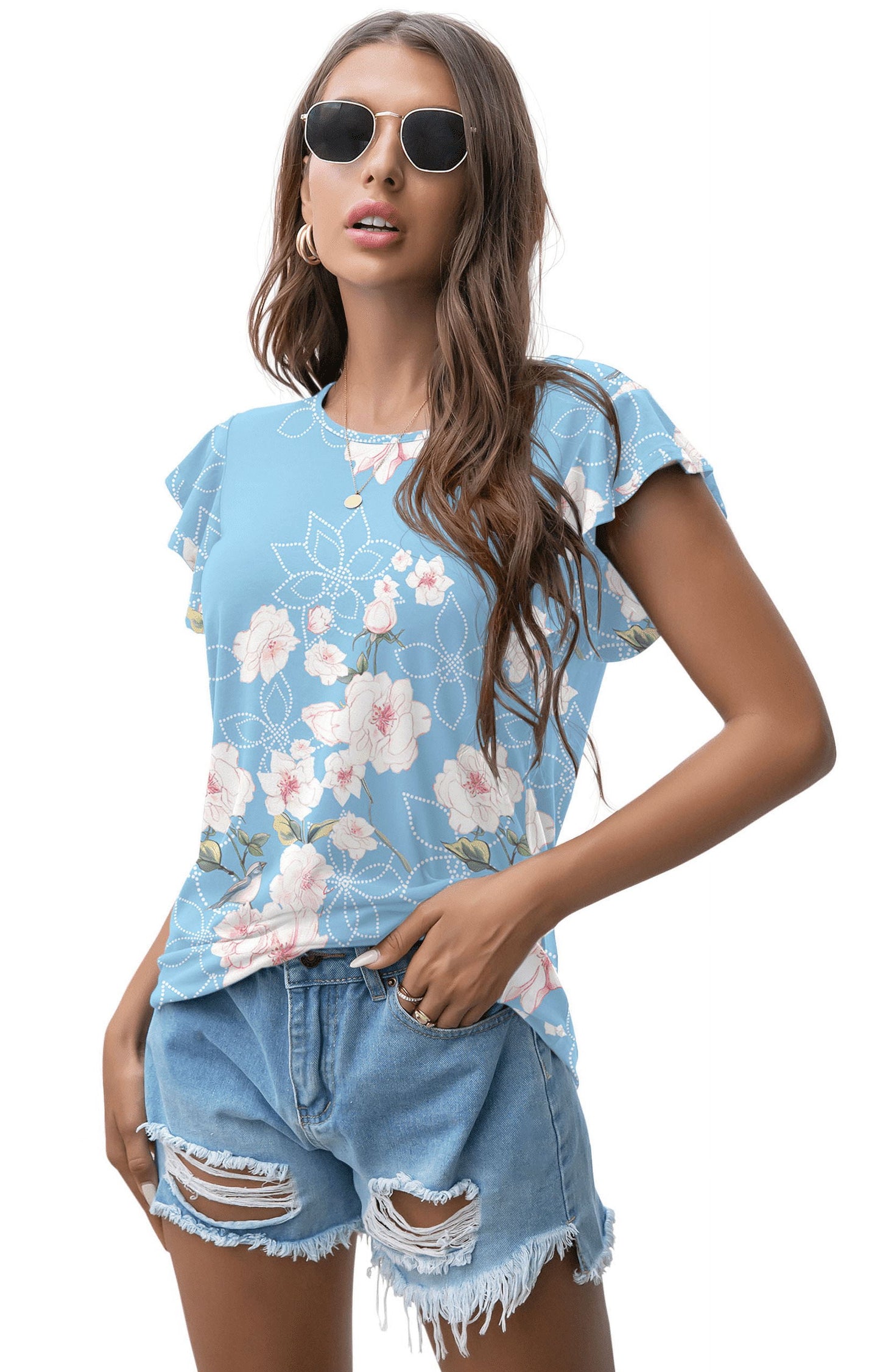 Women'S Summer Casual Tops round Neck Soft Short Sleeves Tops Basic T-Shirt Blouse