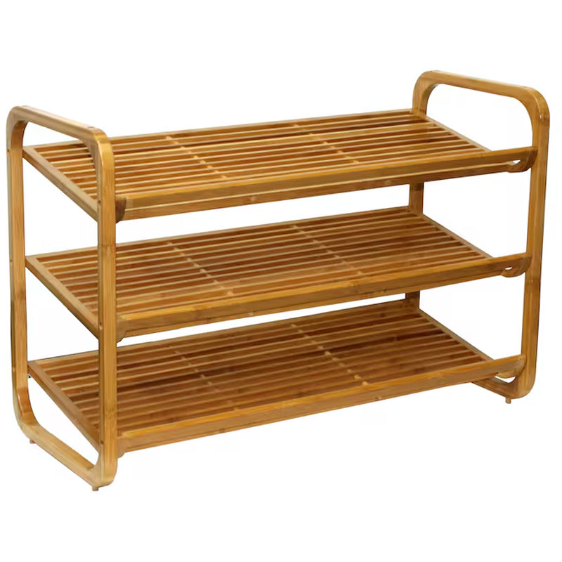 20.0-Inches H 3.0 Tier 12 Pair Brown Wood Shoe Rack