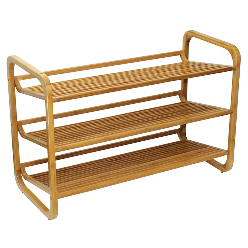 20.0-Inches H 3.0 Tier 12 Pair Brown Wood Shoe Rack