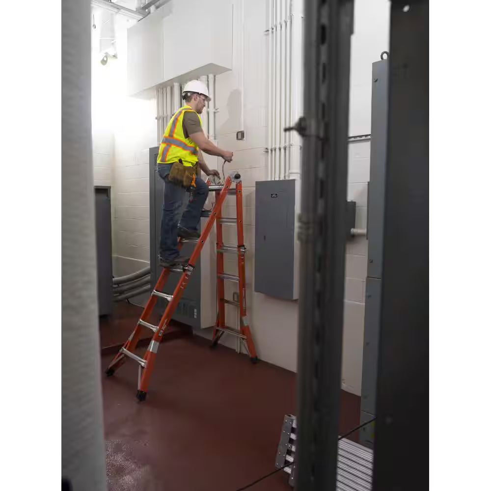 18 Ft. Reach Height Multi-Purpose Fiberglass PRO Ladder with 300 Lbs. Load Capacity Type IA