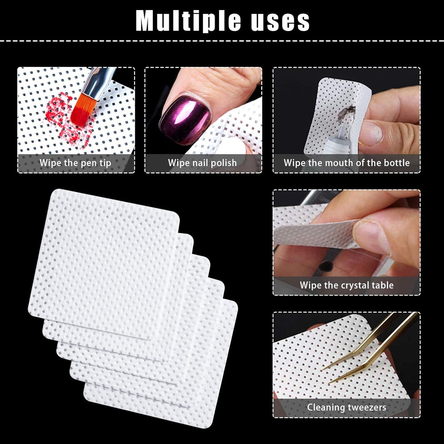 1200PCS Lint Free Nail Wipes Eyelash Glue Wipes, Adhesive Wipes for Lash Glue Nail Polish Remover Cotton Pads, Glue Nozzle Wipes Non-Woven Fabric Wipes Eyelash Extension Supplies