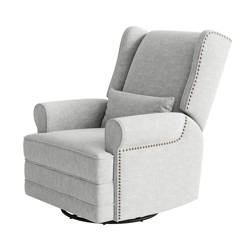 34" Wide Swivel Rocking Nursery Recliner Comfortable Upholstered Glider