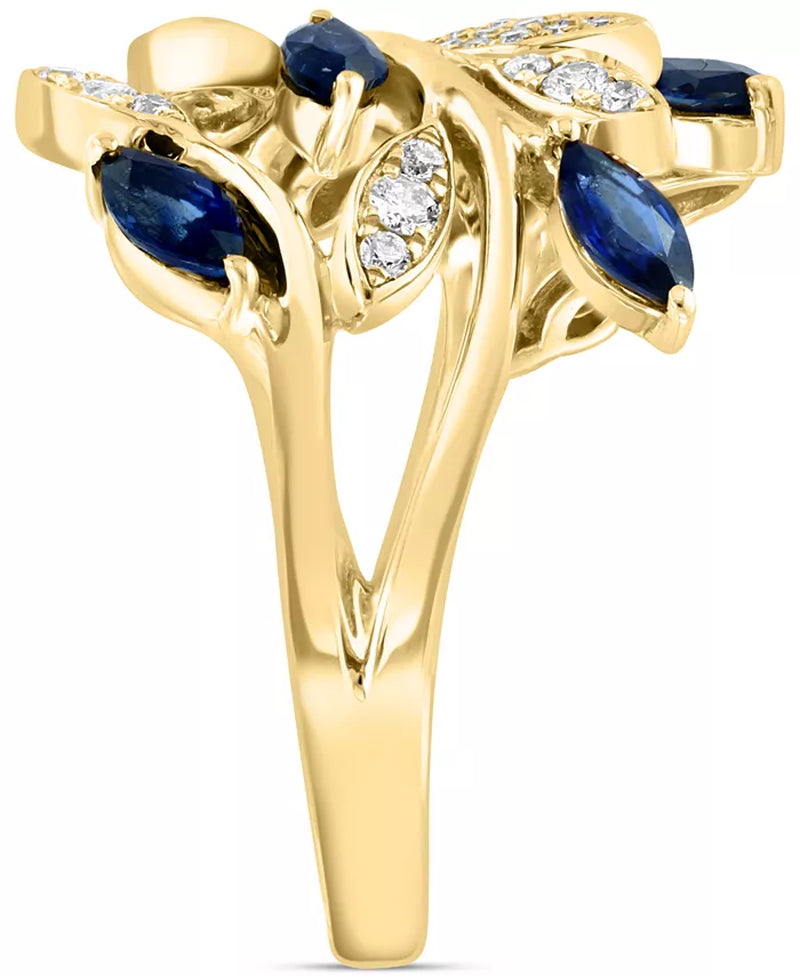 EFFY® Sapphire (3/4 Ct. T.W.) & Diamond (1/4 Ct. T.W.) Vine Ring in 14K Gold