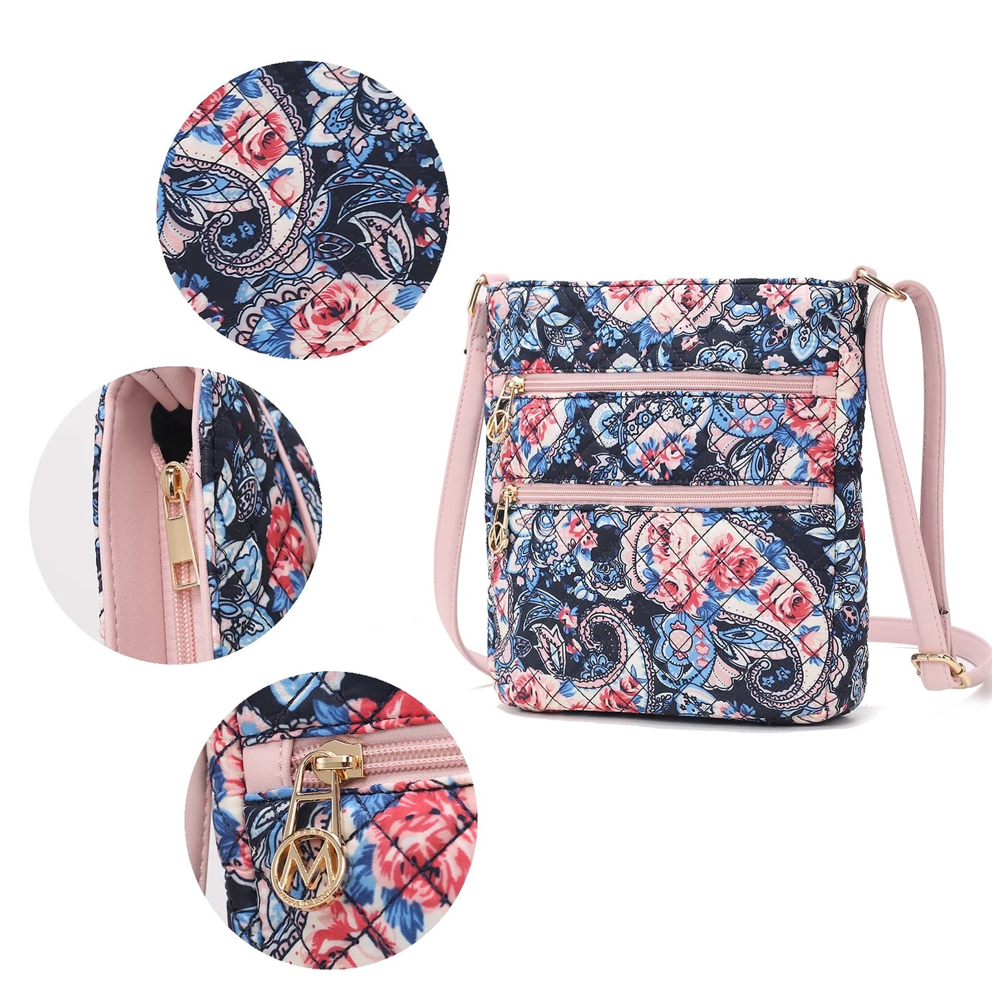 Lainy Cotton Women'S Botanical Crossbody Bag, Designer Crossover Purse Handbag by Mia K - Green