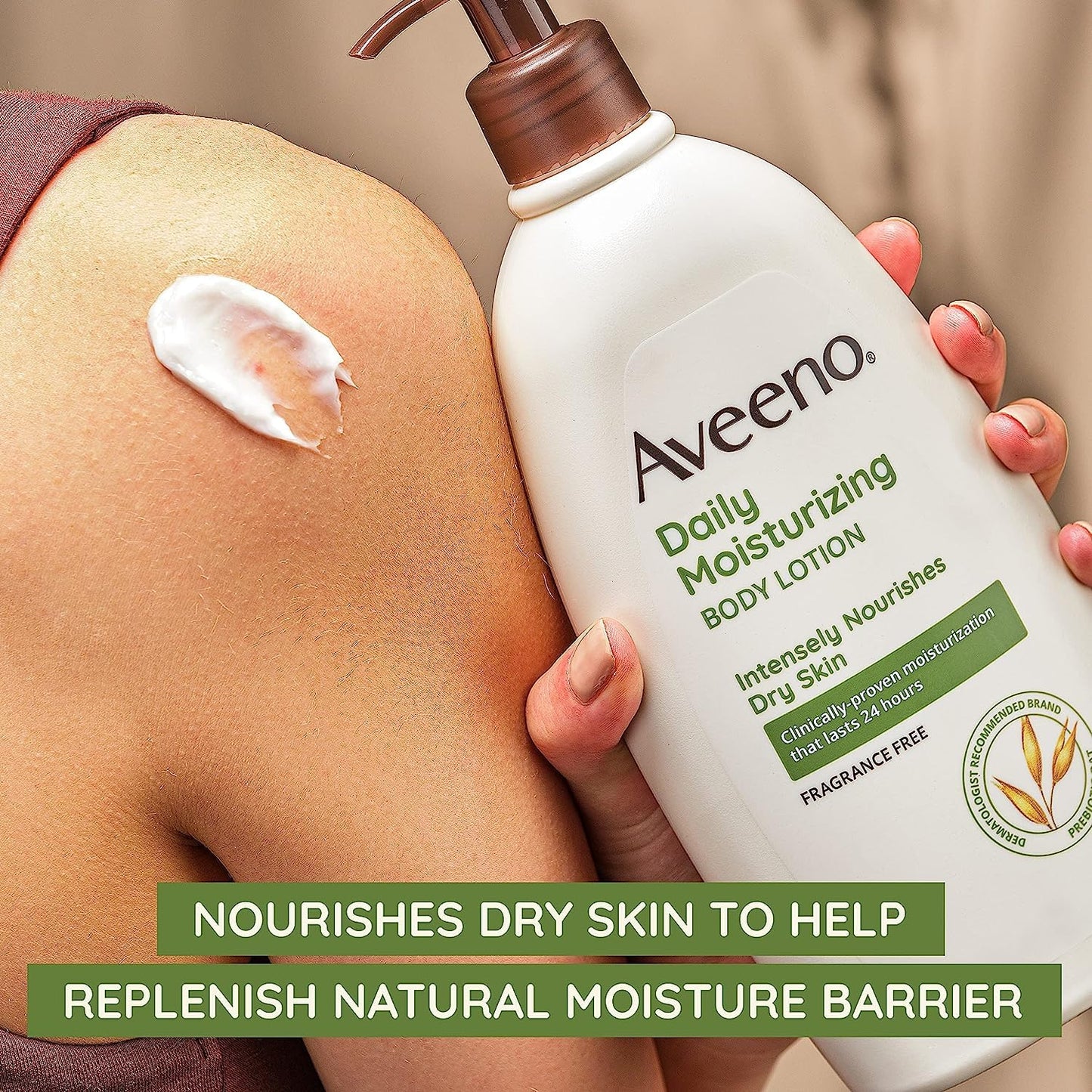 Daily Moisturizing Body Lotion for Dry Skin with Prebiotic Oat, Fragrance & Paraben Free, Non-Greasy, Non-Comedogenic, for Sensitive Skin & 48-Hour Moisturizer 18 Fl Oz