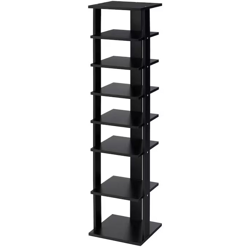 43.5-Inches H 7 Tier 7 Pair Black Wood Shoe Rack
