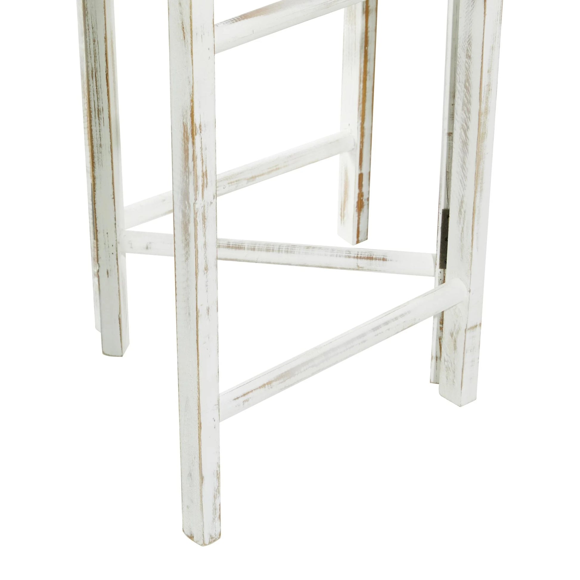 48" X 71" White Wood Ladder 15 Rung Ladder with 3 Panels, 1-Piece