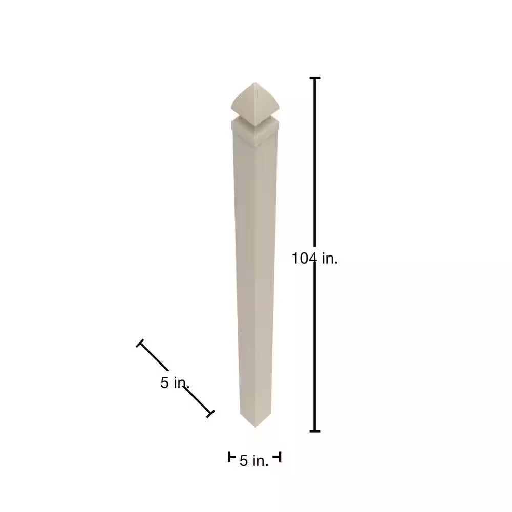 Windham 5 In. X 5 In. X 104 In. Clay Vinyl Fence Post with Hardware