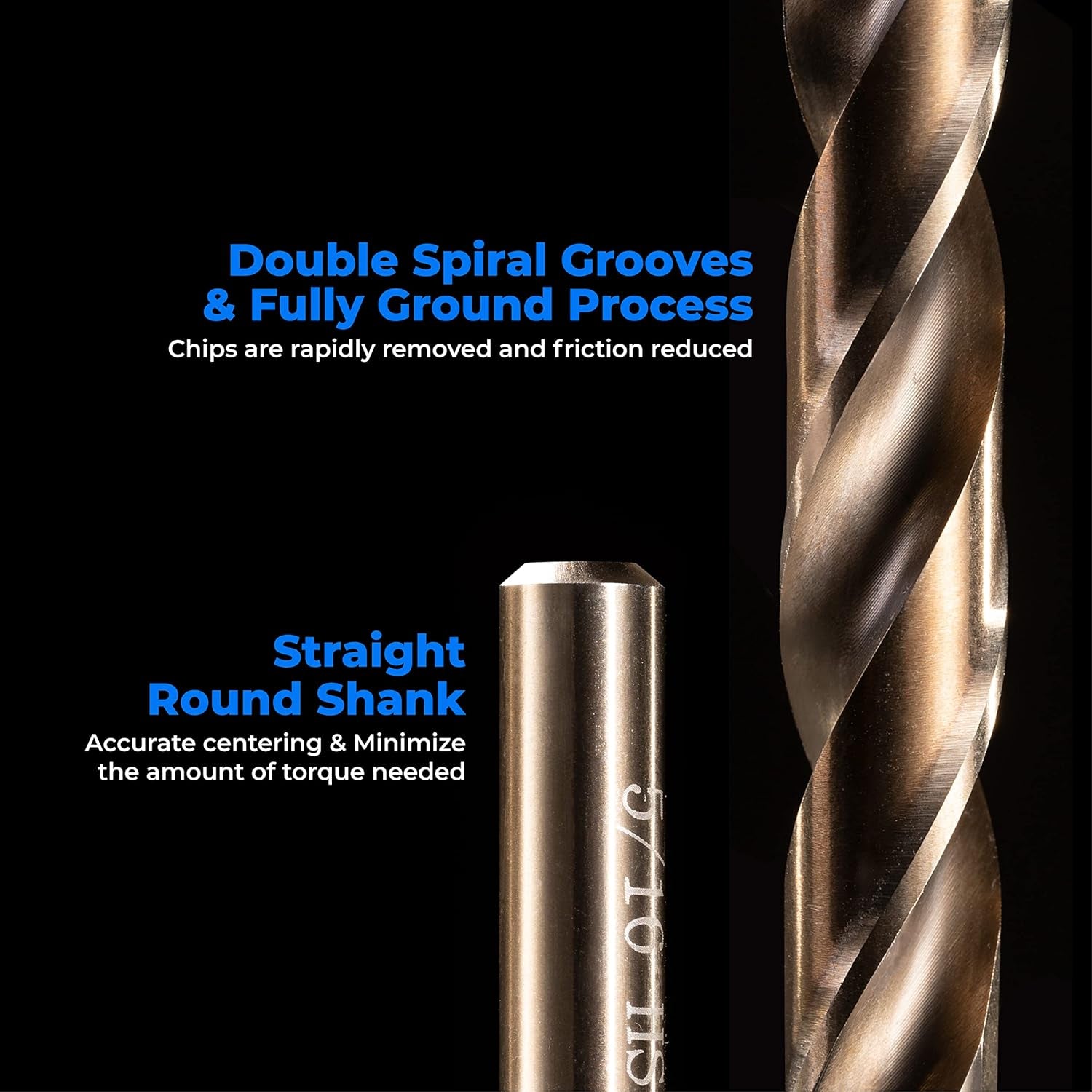 3/16" Cobalt Drill Bit (10 Pcs), M35 HSS Metal Drill Bits Set for Hard Metal, Stainless Steel, Cast Iron Box of 10