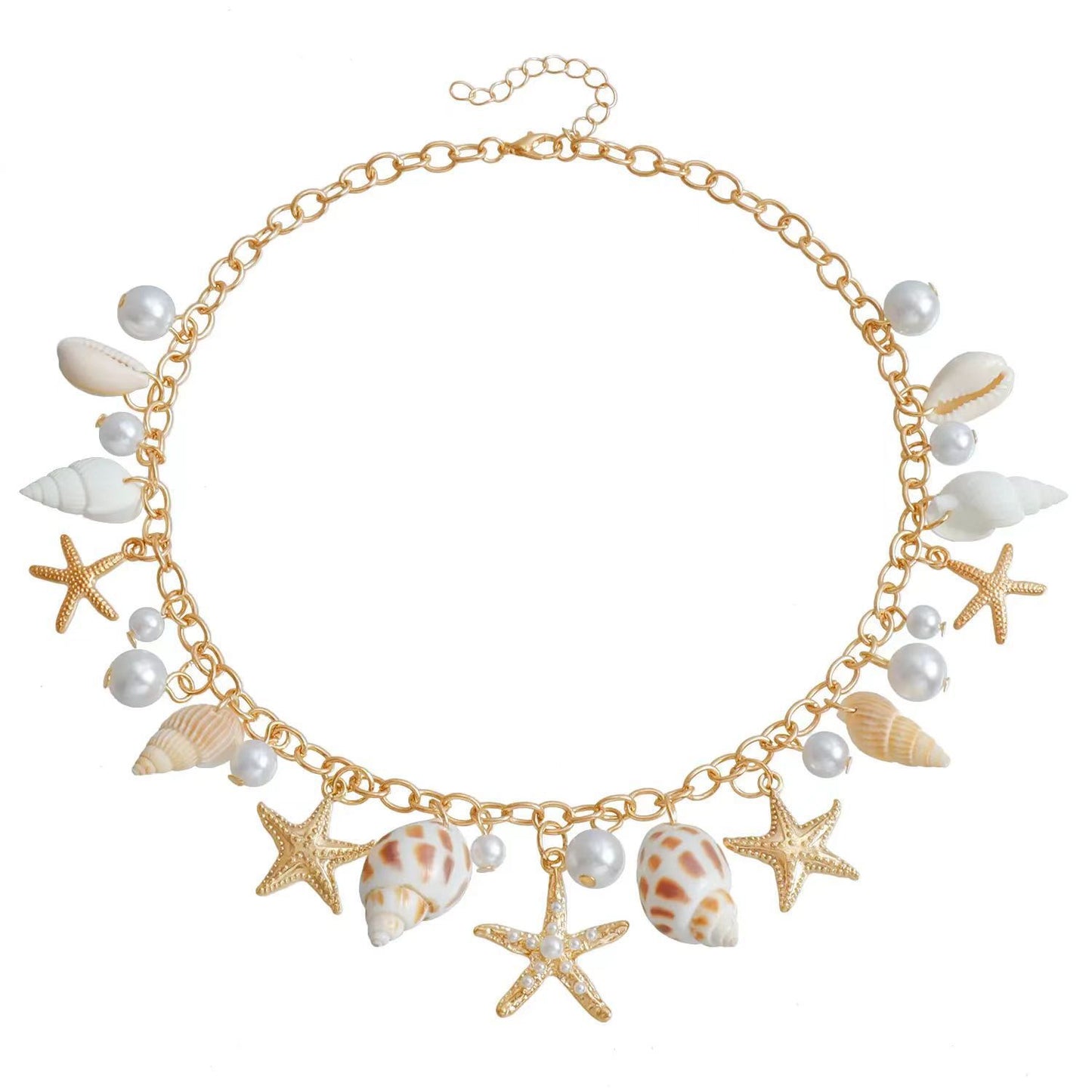 Seaside vacation style, starfish shell tassel style, summer ocean beach, collarbone chain accessory for women