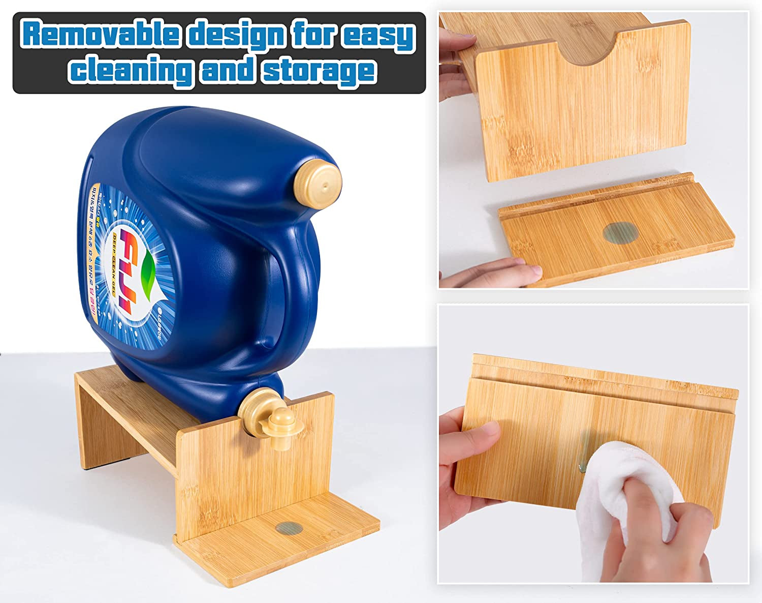 2PK Laundry Detergent Holder,Wooden Laundry Detergent Dispenser for Laundry Room