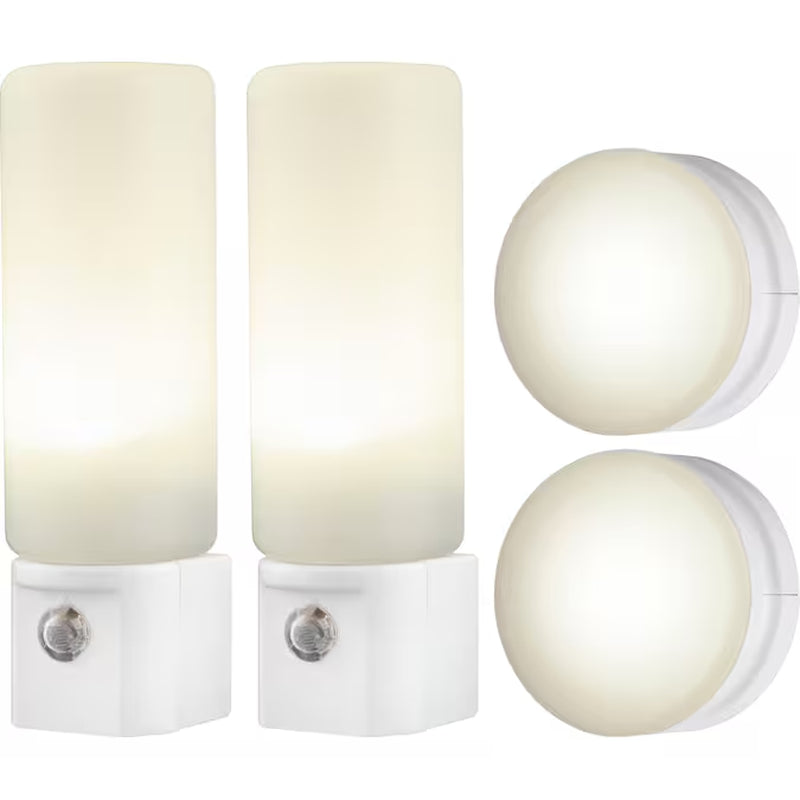 4 -Pack Value Pack White LED Auto On/Off Night Light
