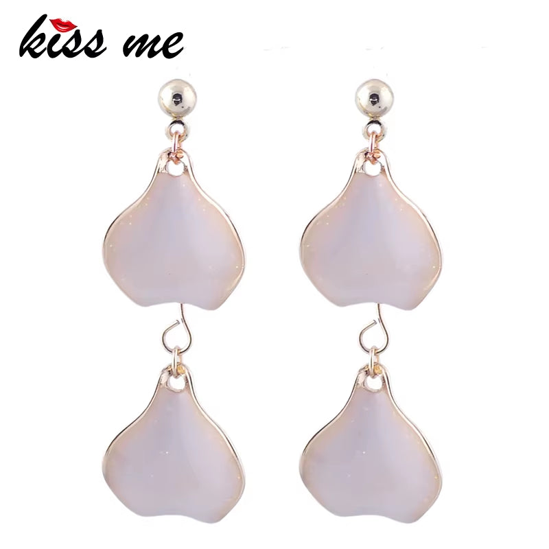 Unique Black&Pink&Green Enamel Petaloid Drop Earrings for Women Gifts Gold Color Fashion Jewelry Accessories Wholesale