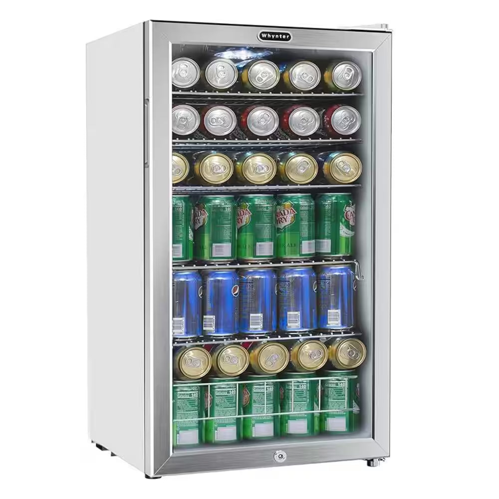 17 In. 127 (12 Oz.) Single Zone Can Cooler 3.1 Cu. Ft. Mini Refrigerator in White with Lock