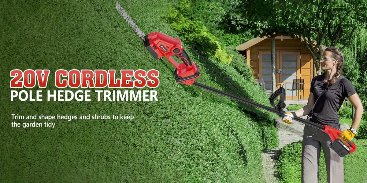 2-in-1 Cordless Hedge & Brush Trimmer with 2 Batteries & Charger, Heavy-Duty 2-in-1 Grass/Weed Cutter, Lithium-Ion Handheld Tool with Replaceable Blades & Storage for Lawn Care, Maintenance ( Plug), Hedge Trimmer, Lawn Trimme