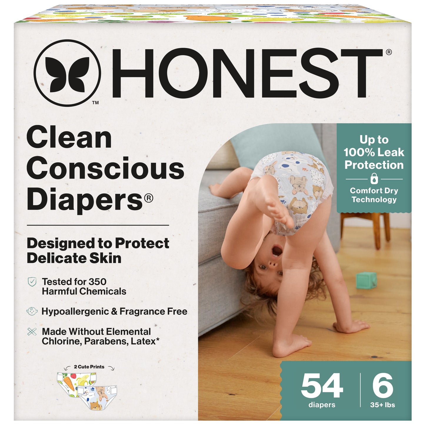 ® Clean Conscious Baby Diapers Size 6 (35+ Lbs), Hypoallergenic and Fragrance Free, 54 Count