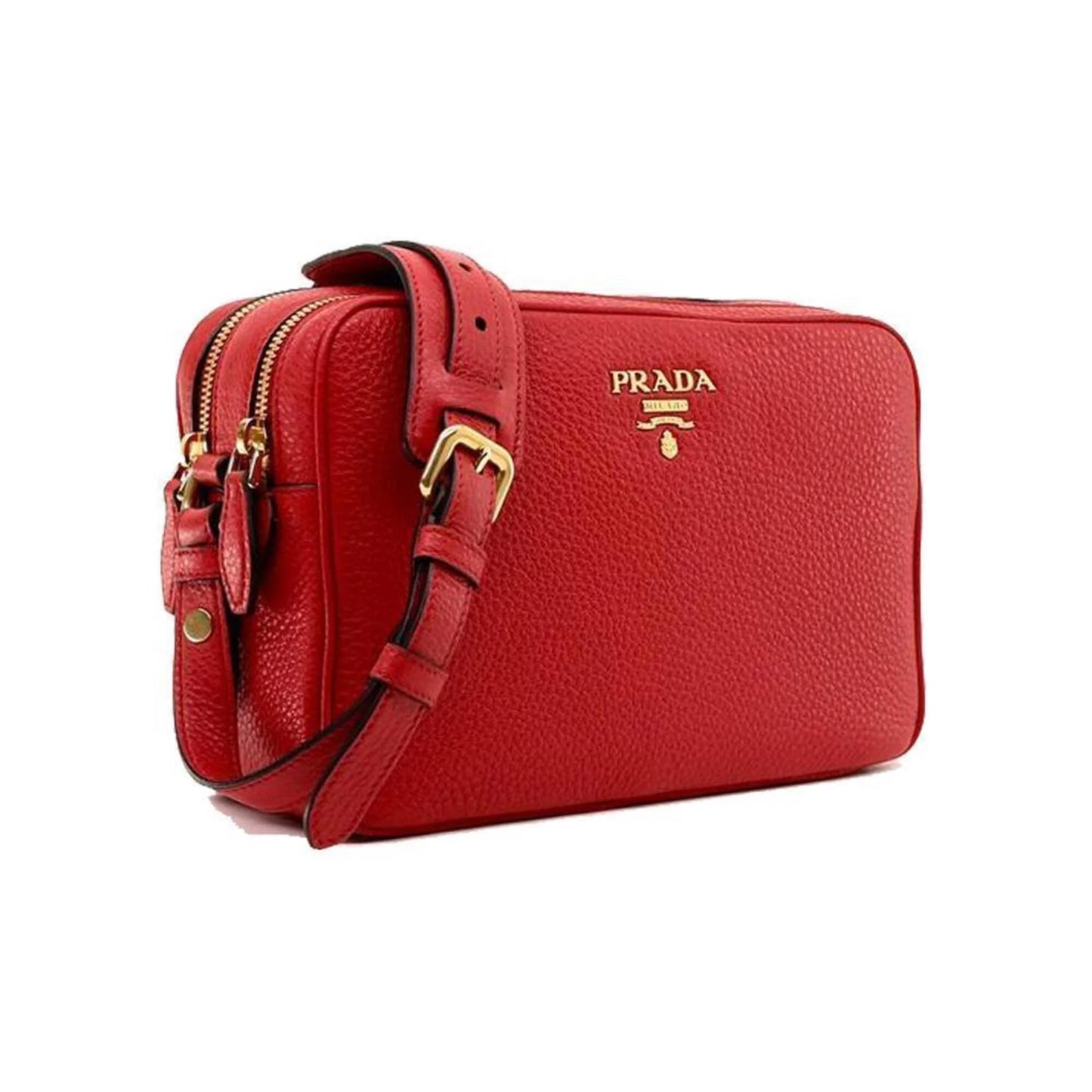 Women'S Red Vitello Phenix Leather Crossbody Handbag Small