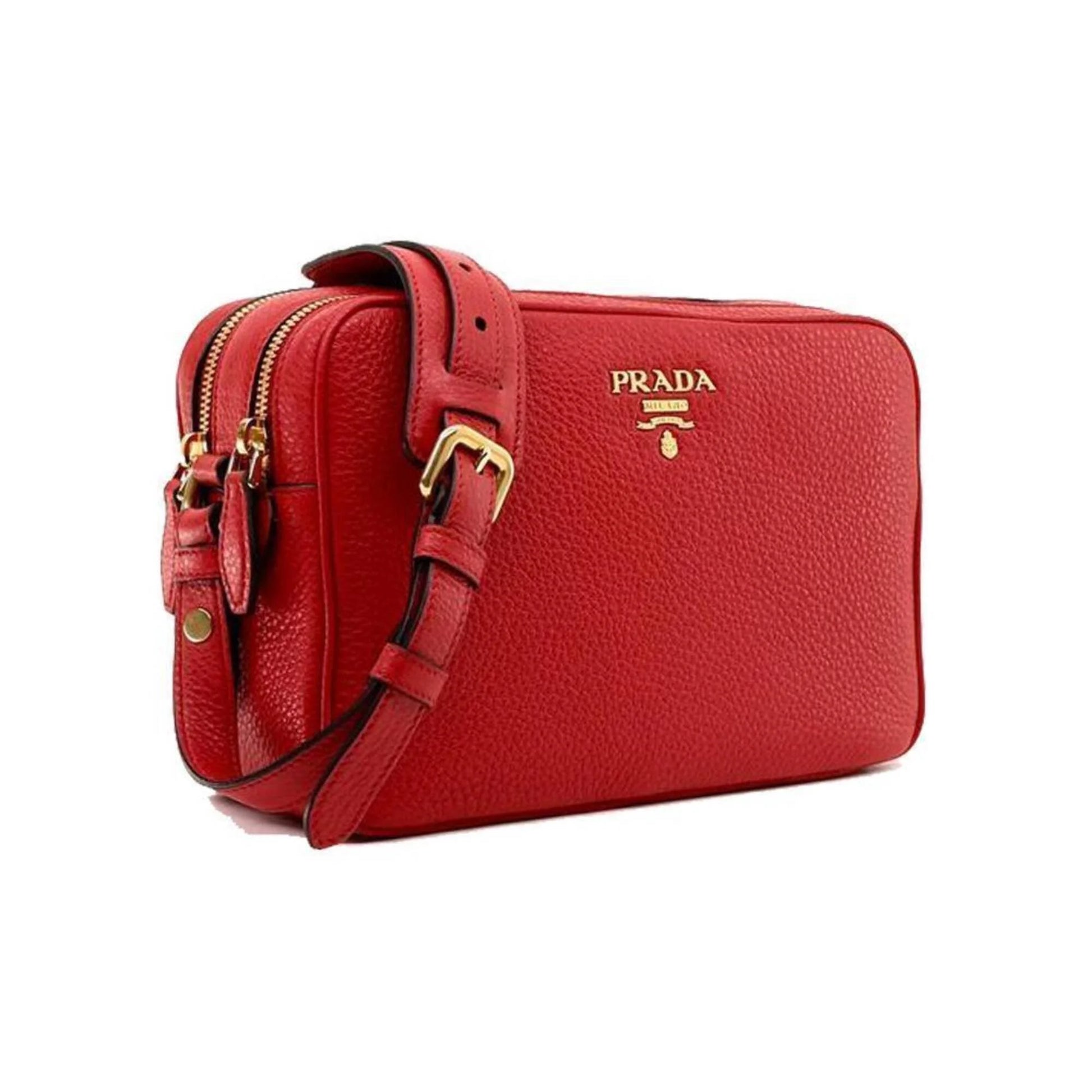 Women'S Red Vitello Phenix Leather Crossbody Handbag Small