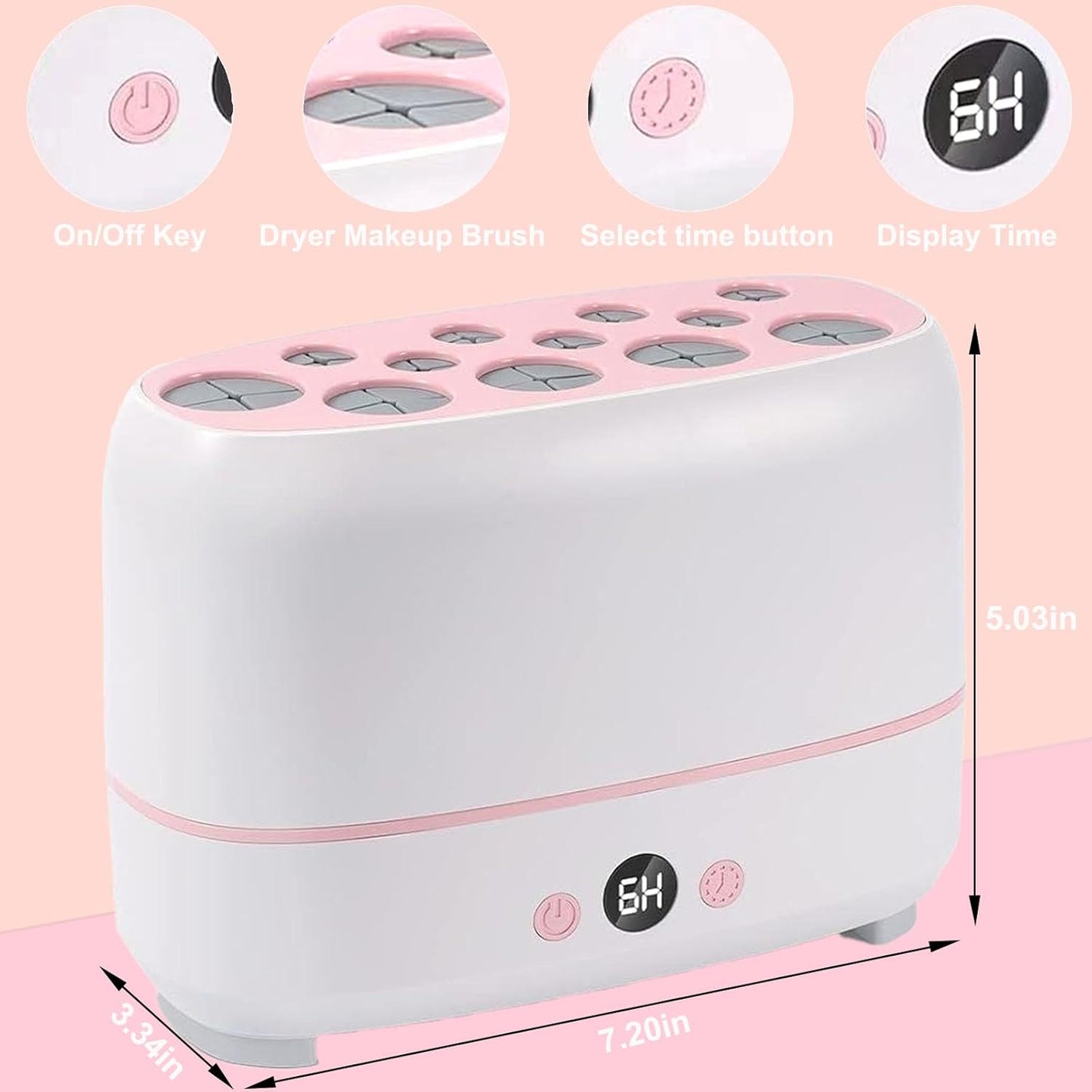 Makeup Brush Dryer Machine, Electric Cosmetic Sponge Drying Machine with 12 Various Dryer Hole, Drying 12Pcs Brushes at Once, Thermo-Control Dryer for Dryer Makeup Sponge, Makeup Brush, Powder Puff