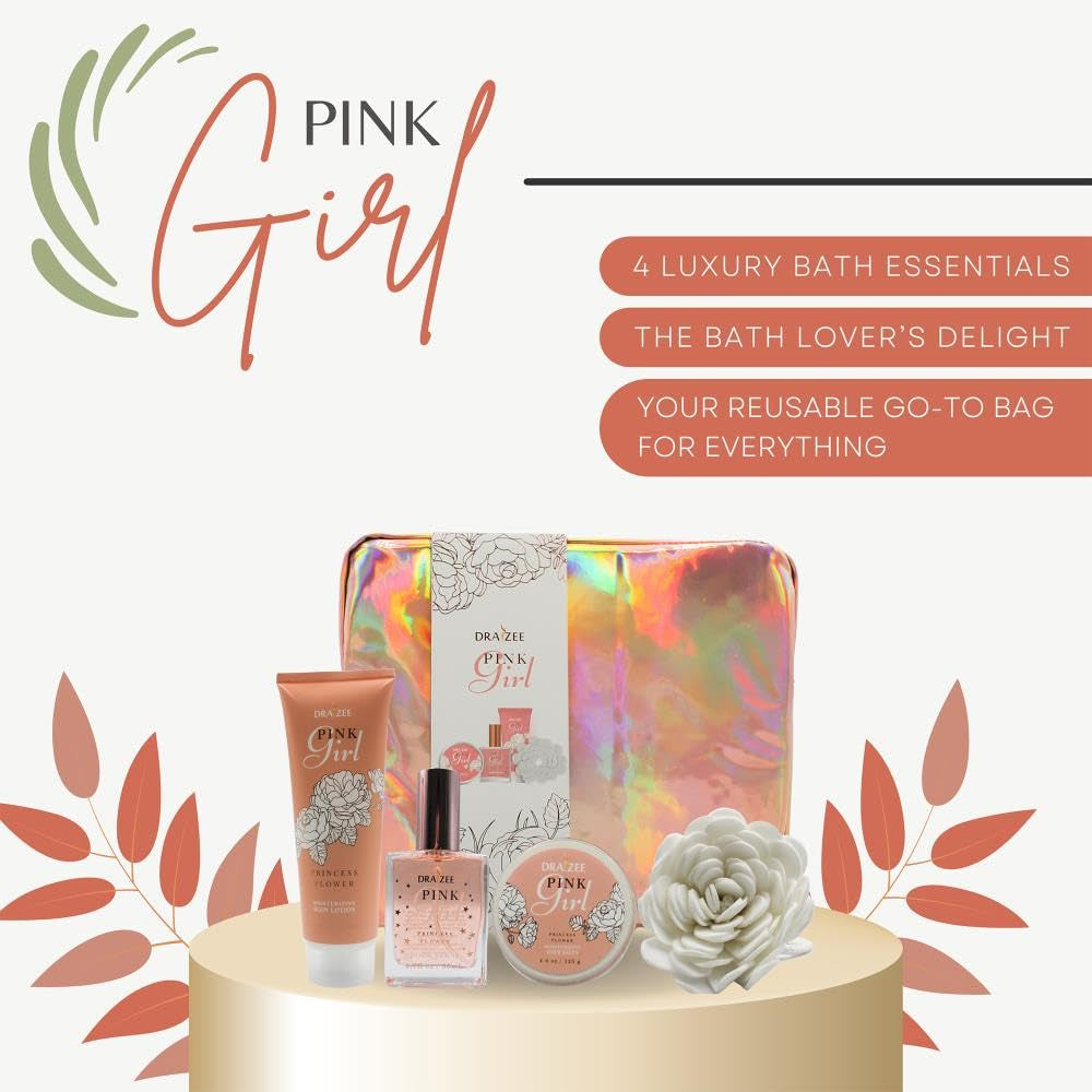 Luxury Spa Gift Baskets for Women-5 Pcs Princess Flower Scented Bath and Body Spa Set-Self Care Package, Gift for Mom-Bath Basket-Body Care Set for Girlfriend