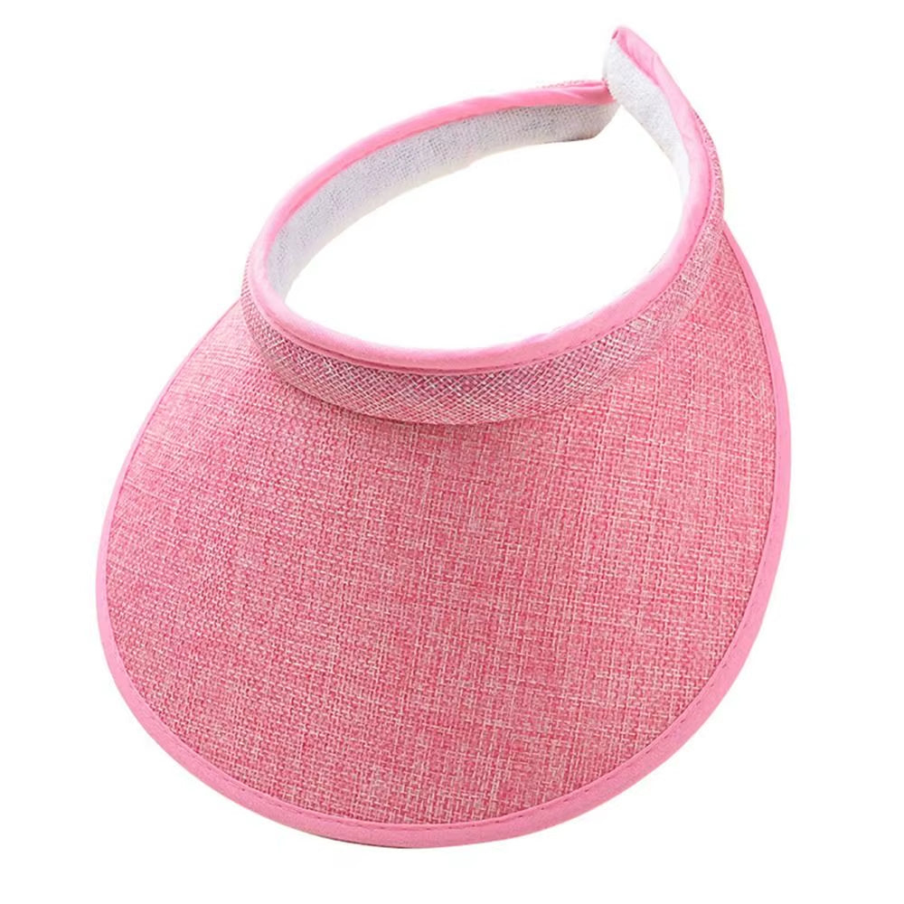Summer Empty Top Suncap Portable Foldable Magic Tape Roll-Up Beach Hat Wide Brim Women Sun Hat Fashion Casual Straw Cap Visors
