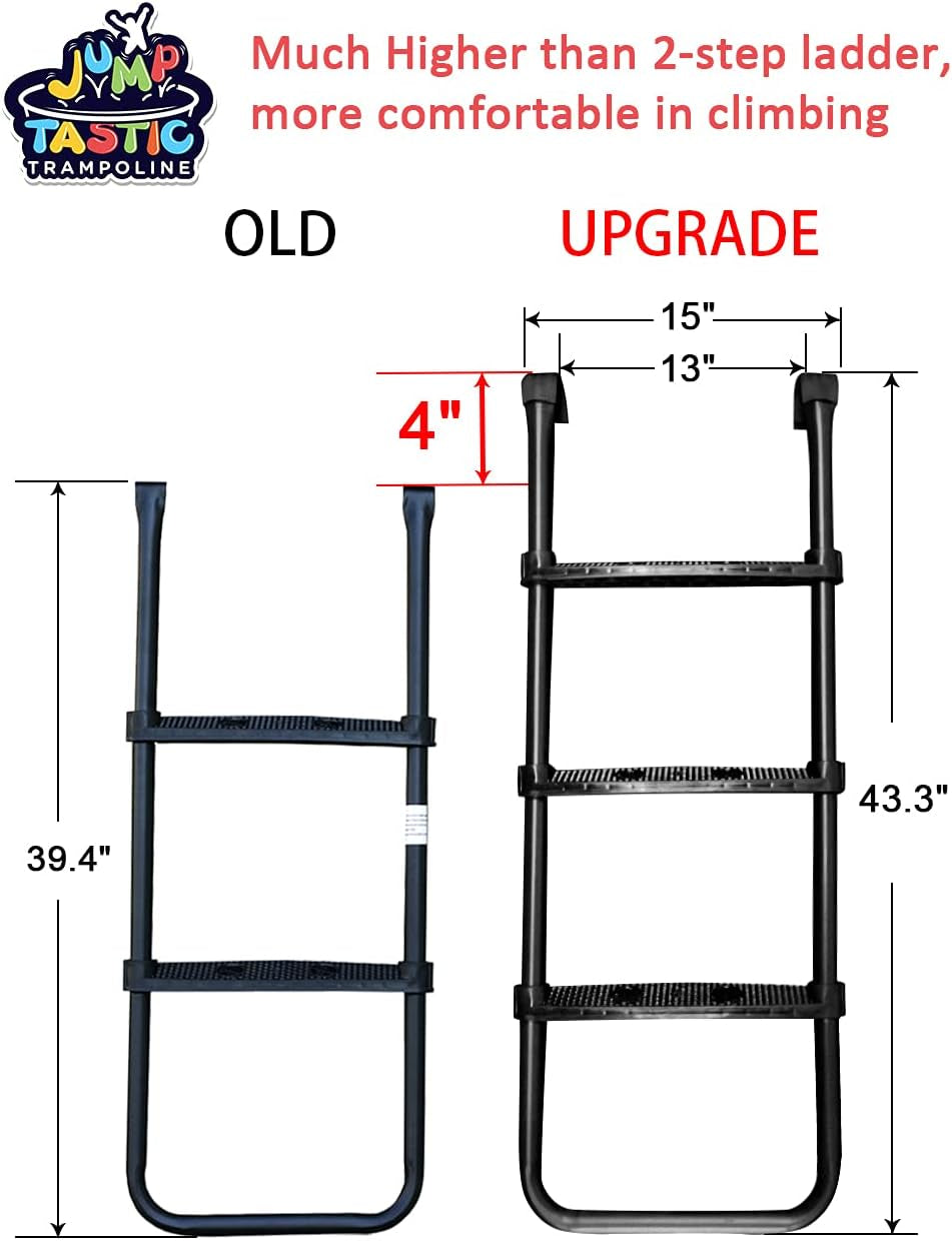 Trampoline Ladder, Universal Trampoline Ladder Accessories 3-Step Ladder Skid-Proof Wide Step Easy Assembly