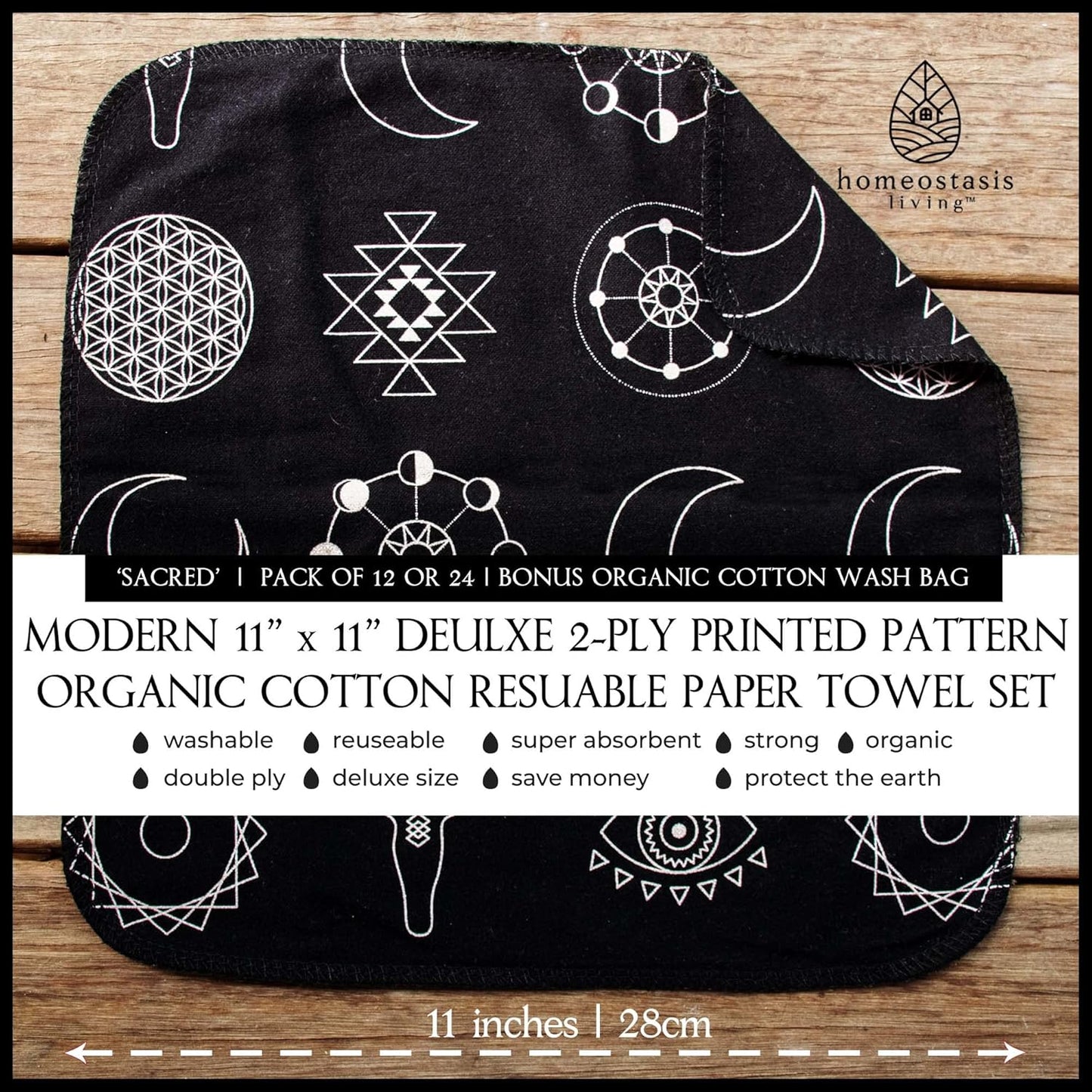 Reusable Paper Towels with Cotton Wash Bag | 12X Zero Waste Gift Set ||Eco Friendly Paper Towels, Napkins Cloth Washable Reusable Paper Towel Roll, Paperless Paper