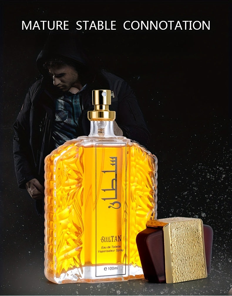 Sultan Eau de Toilette for Men, 3.38oz - Alcohol-Based, Floral Scent with Woody Notes, Formaldehyde-Free Liquid Formula, 5-15% Fragrance Concentration