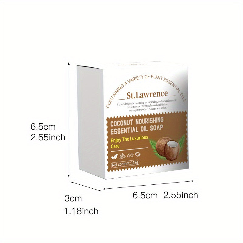 Coconut Nourishing Essential Oil Soap Bar - Hydrating & Moisturizing Body & Face Soap with Turmeric, Gentle Cleansing for All Light Beige Types, Unisex Adult Use, Shower & Hand Wash, Shower Soap, Natural Soap, Plantbased Soap