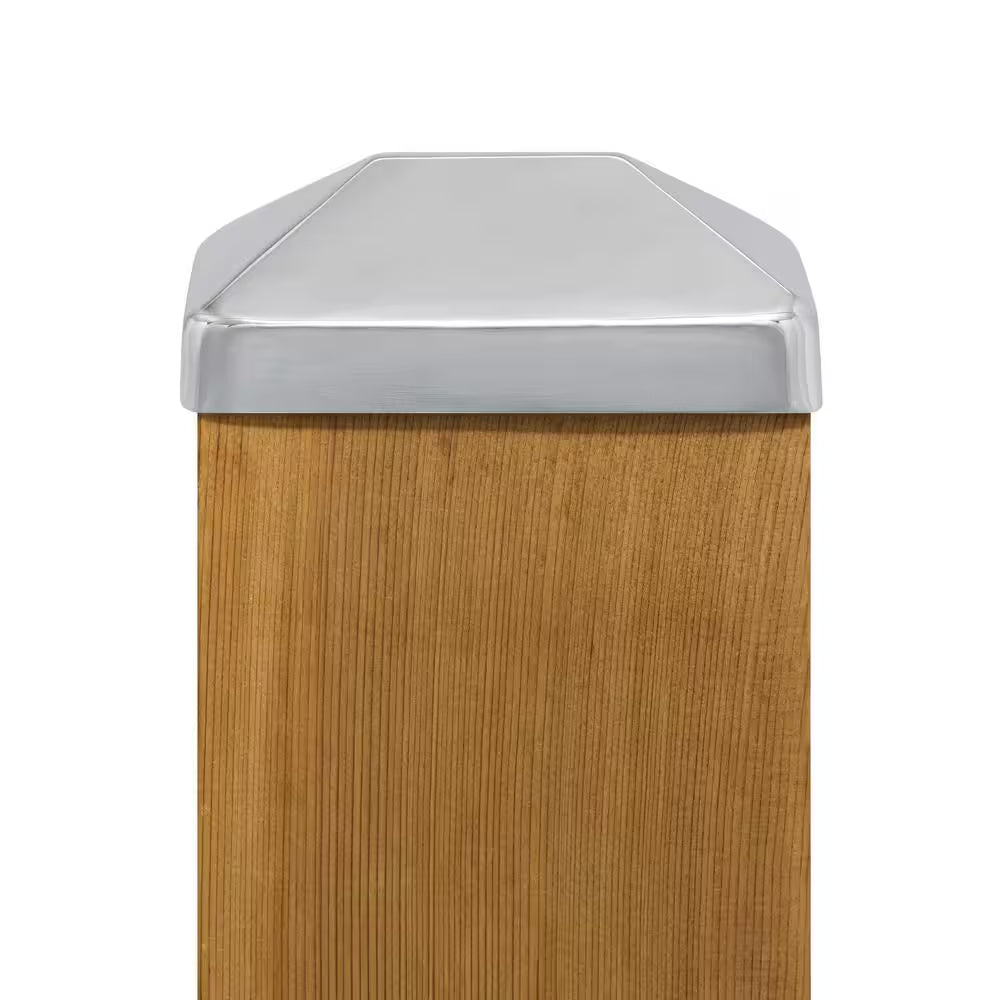 4 In. X 6 In. Stainless Steel Pyramid Slip over Fence Post Cap