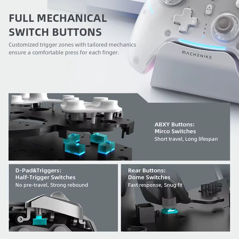MACHENIKE G5Pro Max Gaming Controller with Charging Dock RGB Wireless Gamepad Hall Effect Joystick Trigger for Switch PC Phone
