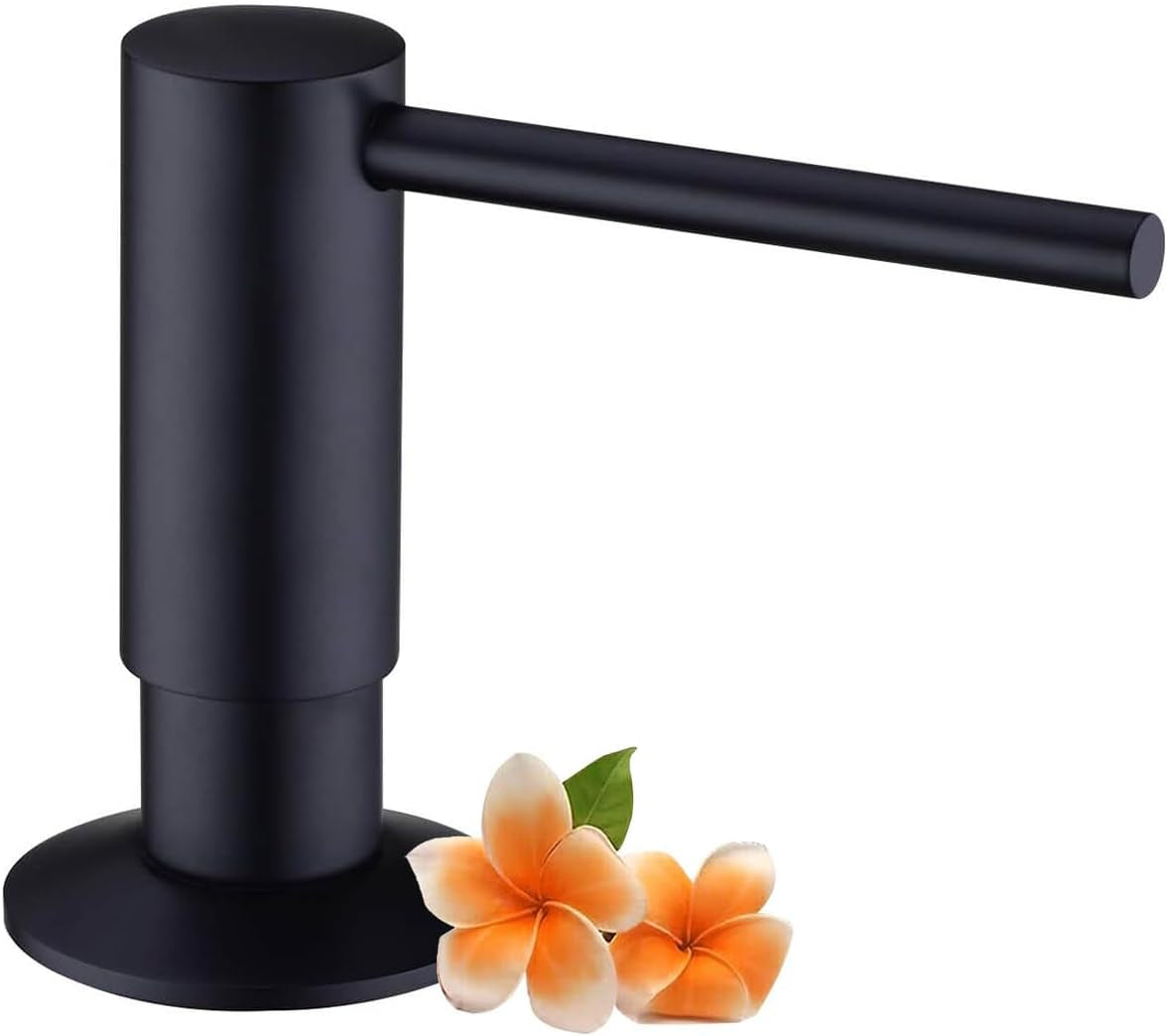 Brass Kitchen Dispenser, Matte Black Brass Pump Head Hand Soap Dispenser for Sink