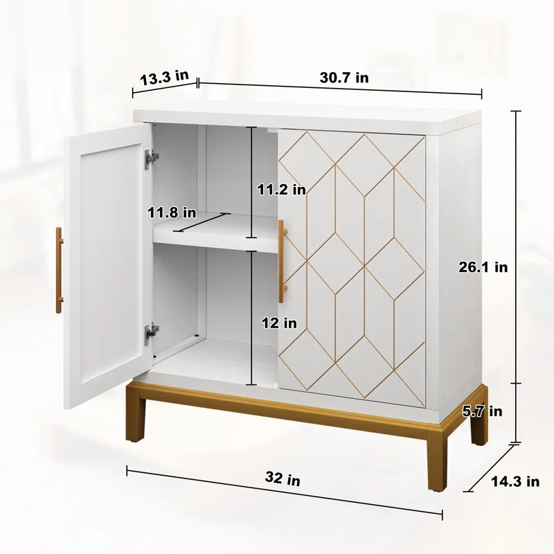 32" Accent Cabinet with Gold Trim