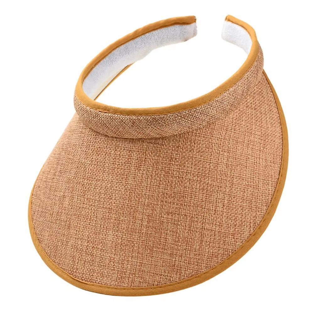 Summer Empty Top Suncap Portable Foldable Magic Tape Roll-Up Beach Hat Wide Brim Women Sun Hat Fashion Casual Straw Cap Visors