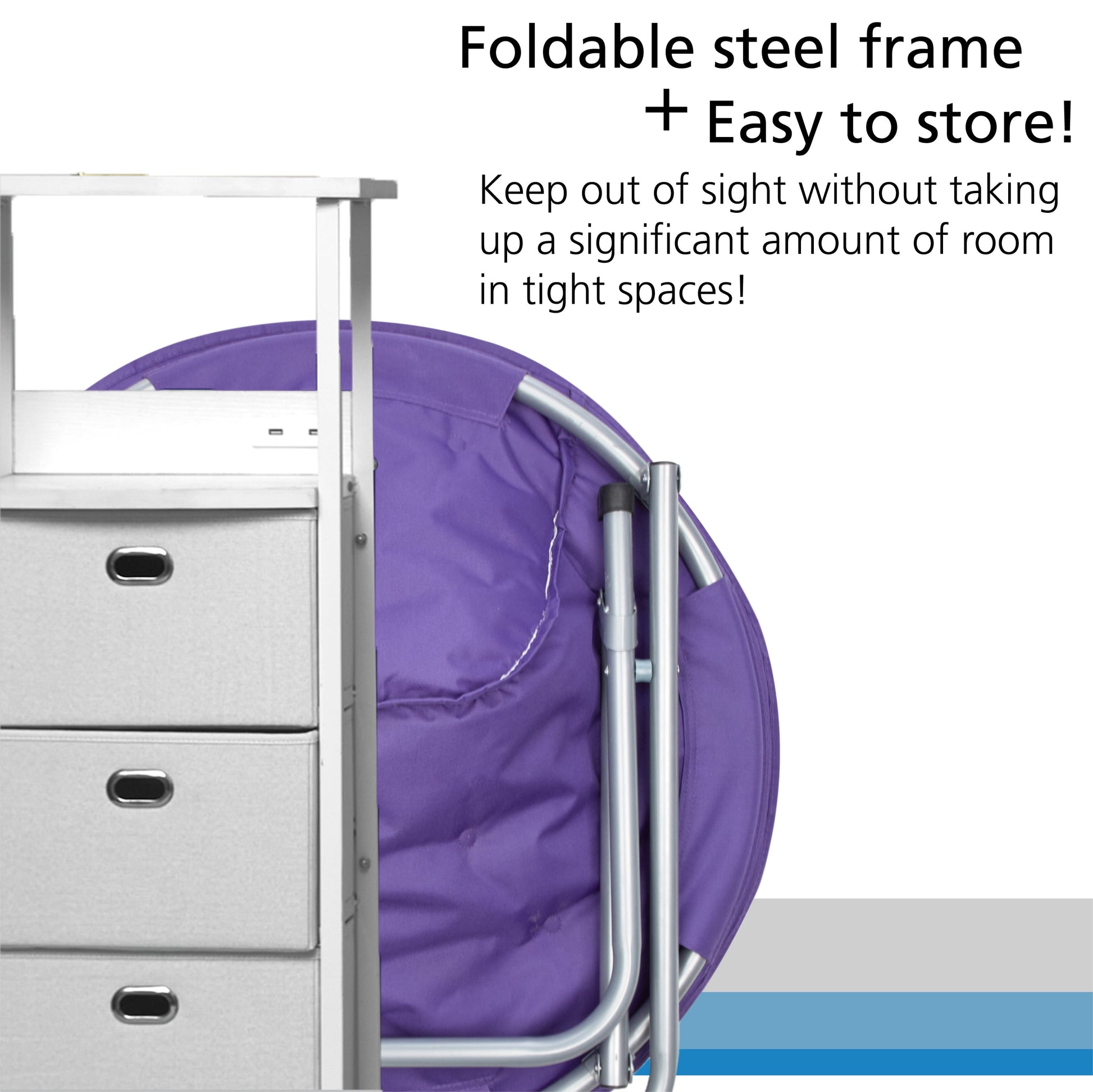 Faux Fur Folding Chair, Purple