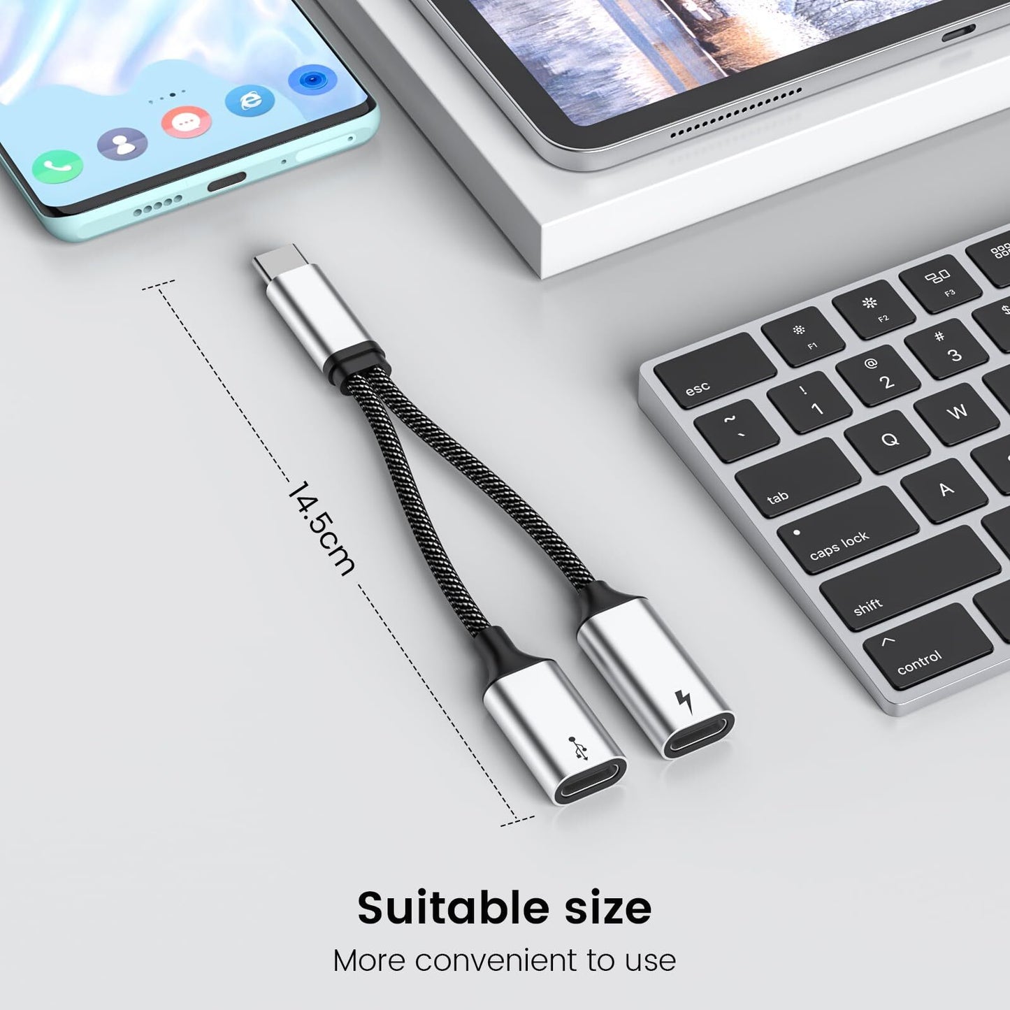 USB C Splitter USB C to USB C Female Adapter USB Y Splitter Cable(Not for Mon...