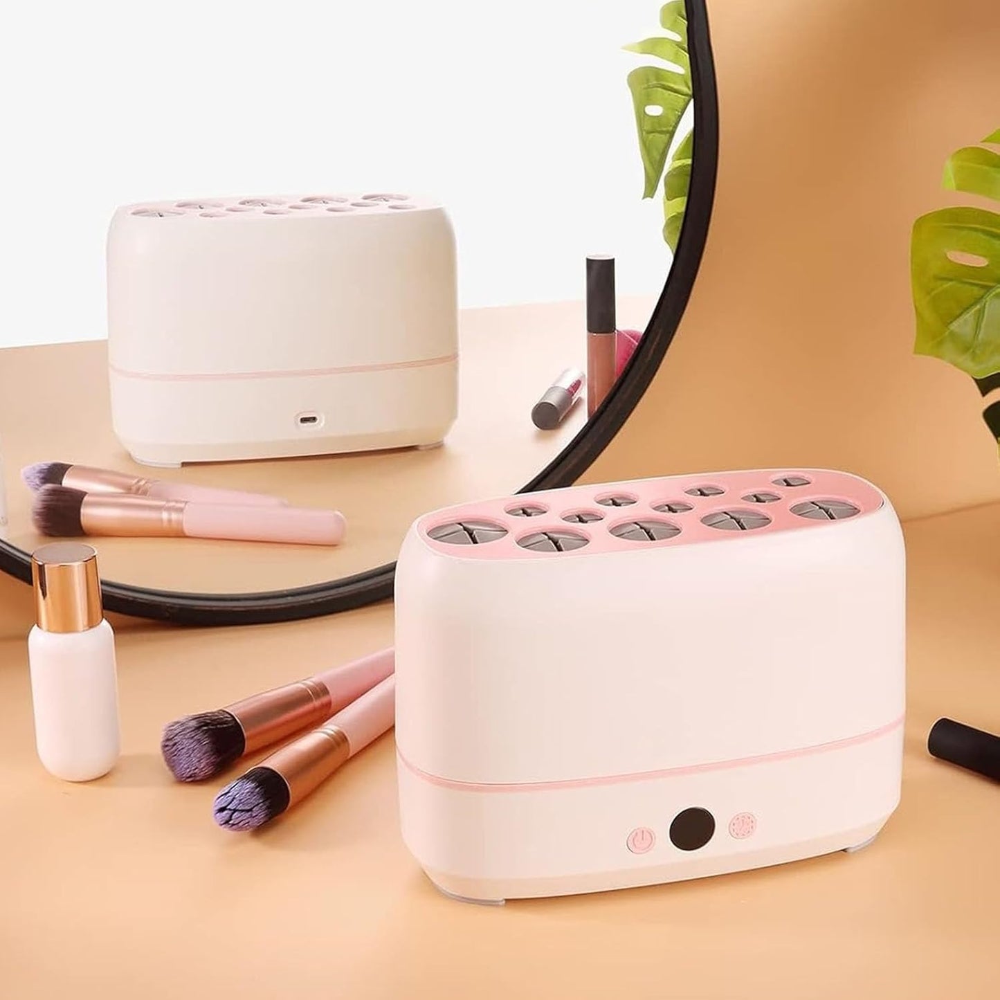 Makeup Brush Dryer Machine, Electric Cosmetic Sponge Drying Machine with 12 Various Dryer Hole, Drying 12Pcs Brushes at Once, Thermo-Control Dryer for Dryer Makeup Sponge, Makeup Brush, Powder Puff