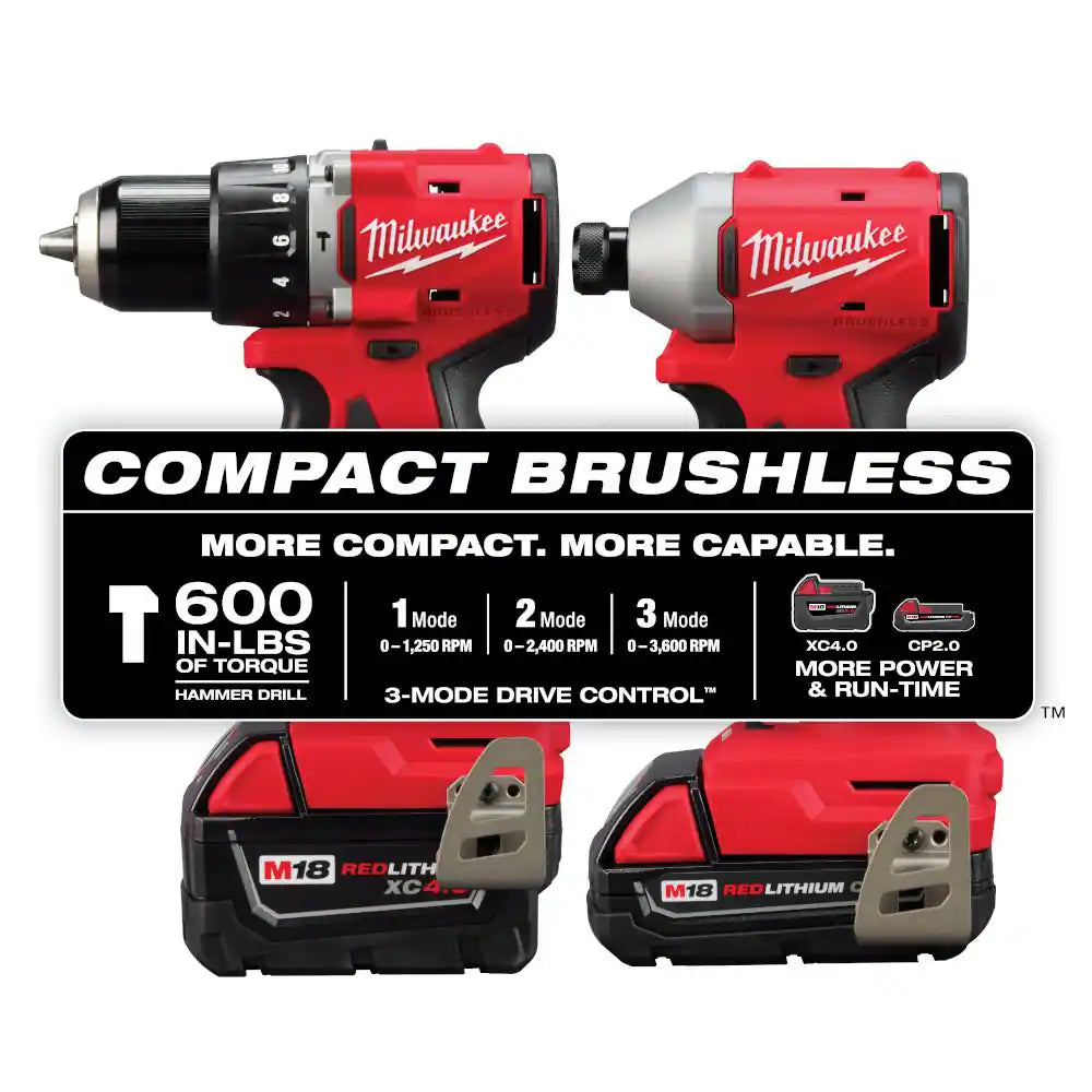 M18 18-Volt Lith-Ion Brushless Cordless Compact Hammer Drill/Impact Combo Kit W/(2) Batteries & M18 5.0 Ah Battery