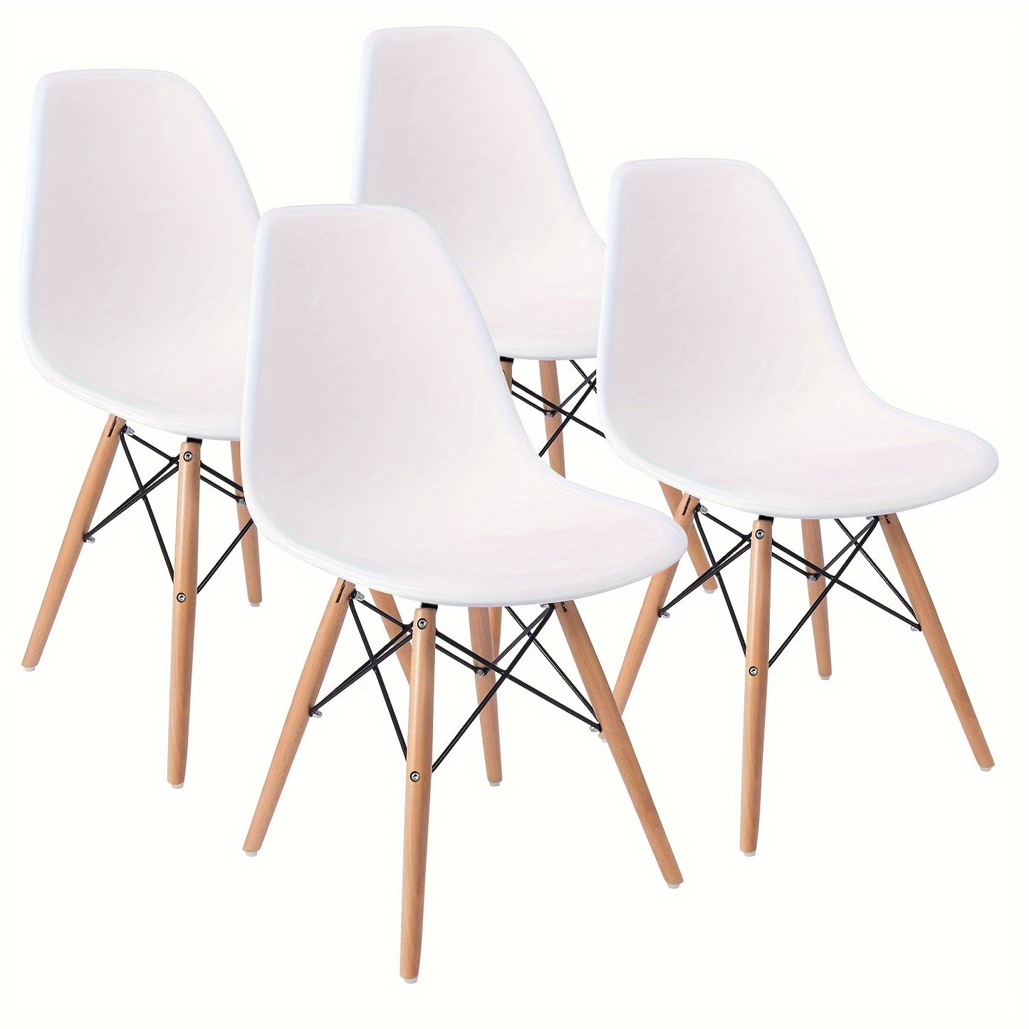 Pre-Assembled Mid Century Modern Dining Chairs, Set of 4, White