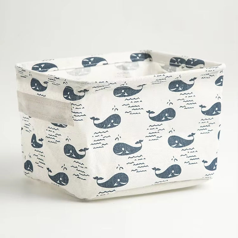 Toy Storage Fabric Foldable Storage Basket Cotton and Hemp Desktop Storage Box Small Fresh Waterproof Storage Basket Storage Box