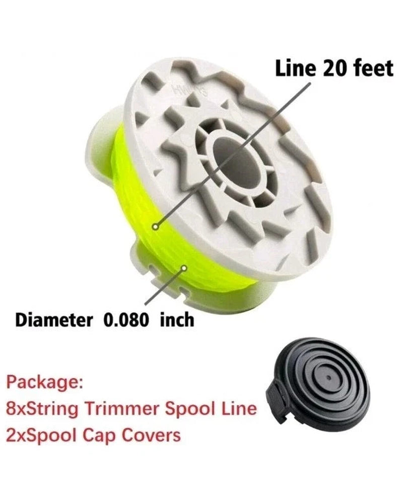 8 Pack WORX WA0014 Spool & Line for WG168 WG184 WG190 WG191 String Trimmer+2Caps