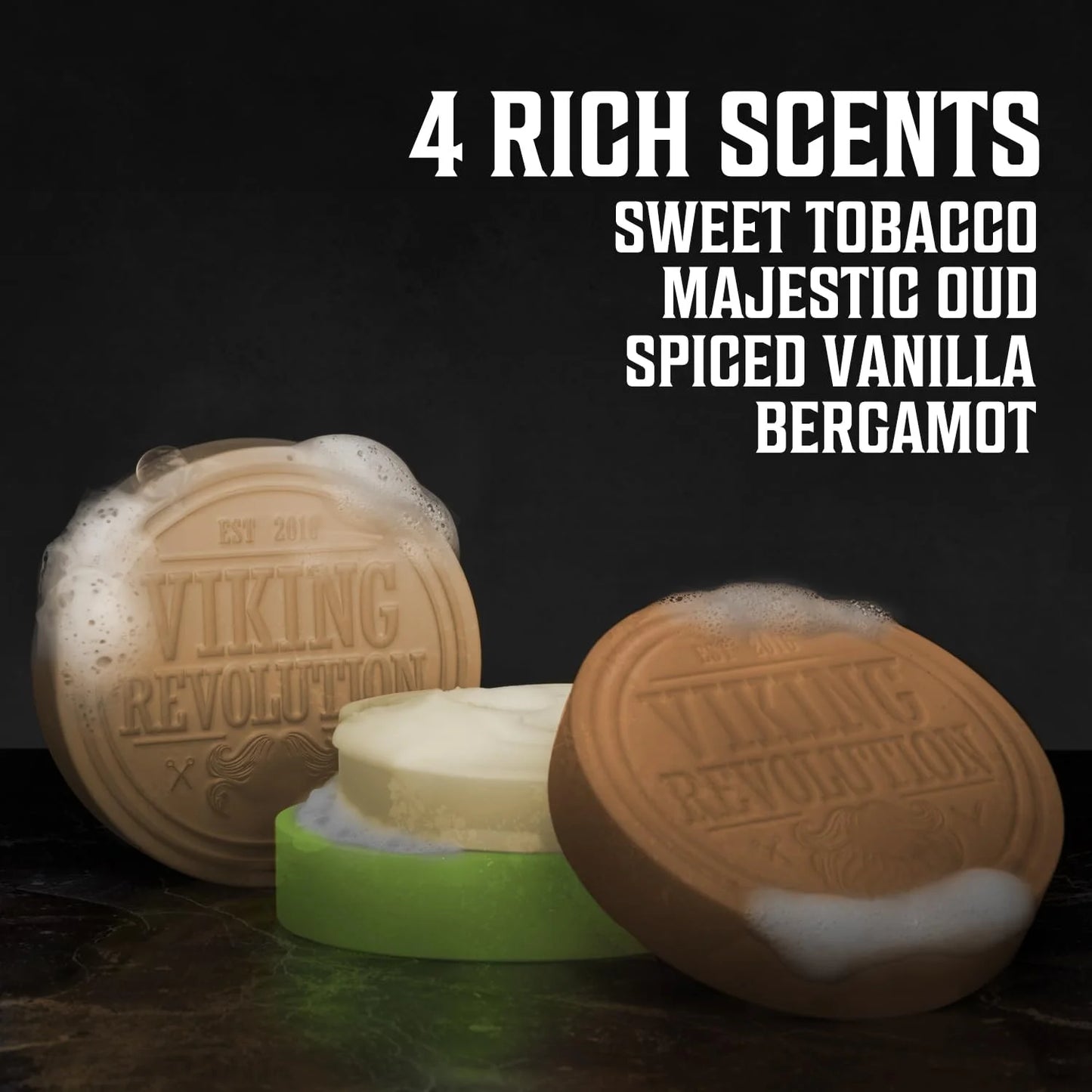 Shaving Soap for Men - Shave Soap for Use with Shaving Brush and Bowl for Smoothest Wet Shave, Shaving Soap Puck - 4 Pack Variety, Each Pack 2.5Oz (Vanilla, Bergamot, Tobacco, Oud)