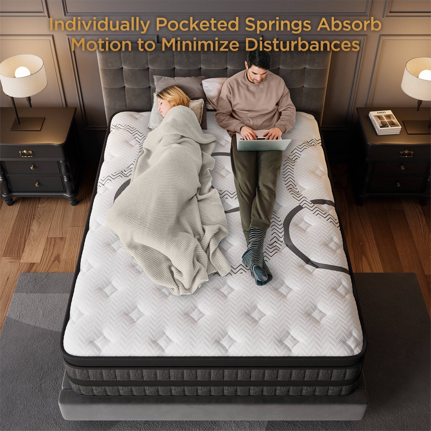 King Mattress 12" Hybrid Gel Memory Foam Mattress with 930 Individually Wrapped Pocket Coils, Medium Firm Support, Pressure Relief, Mattress in a Box