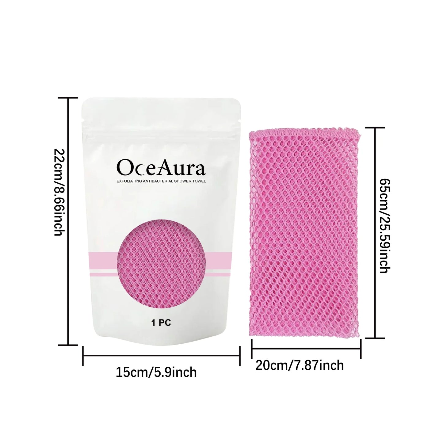 Exfoliating Back Scrubber Bath Gloves, Exfoliating Shower Towel for Body Scrub, Back Cleaner Wash Gloves to Remove Dead Skin (Pink)