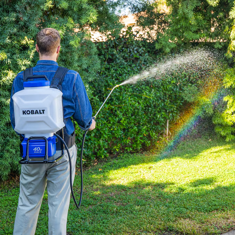 4-Gallon 40-Volt Battery Operated Rubber Hose Plastic Backpack Sprayer with Adjustable Spray