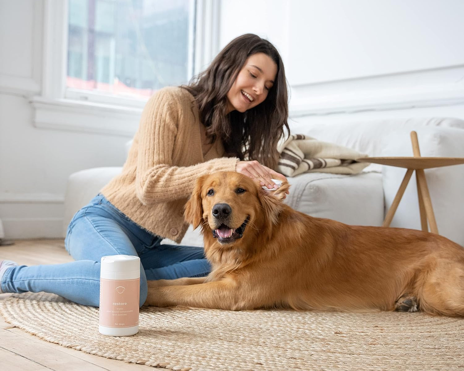 Calm Dog Wipes - Plant Based & Compostable Pet Wipes - Dog Cleaning Supplies for Smelly Dogs - Odor Eliminating Pet Supplies - Vet Recommended for Pet Grooming - Made in USA - 50 Count