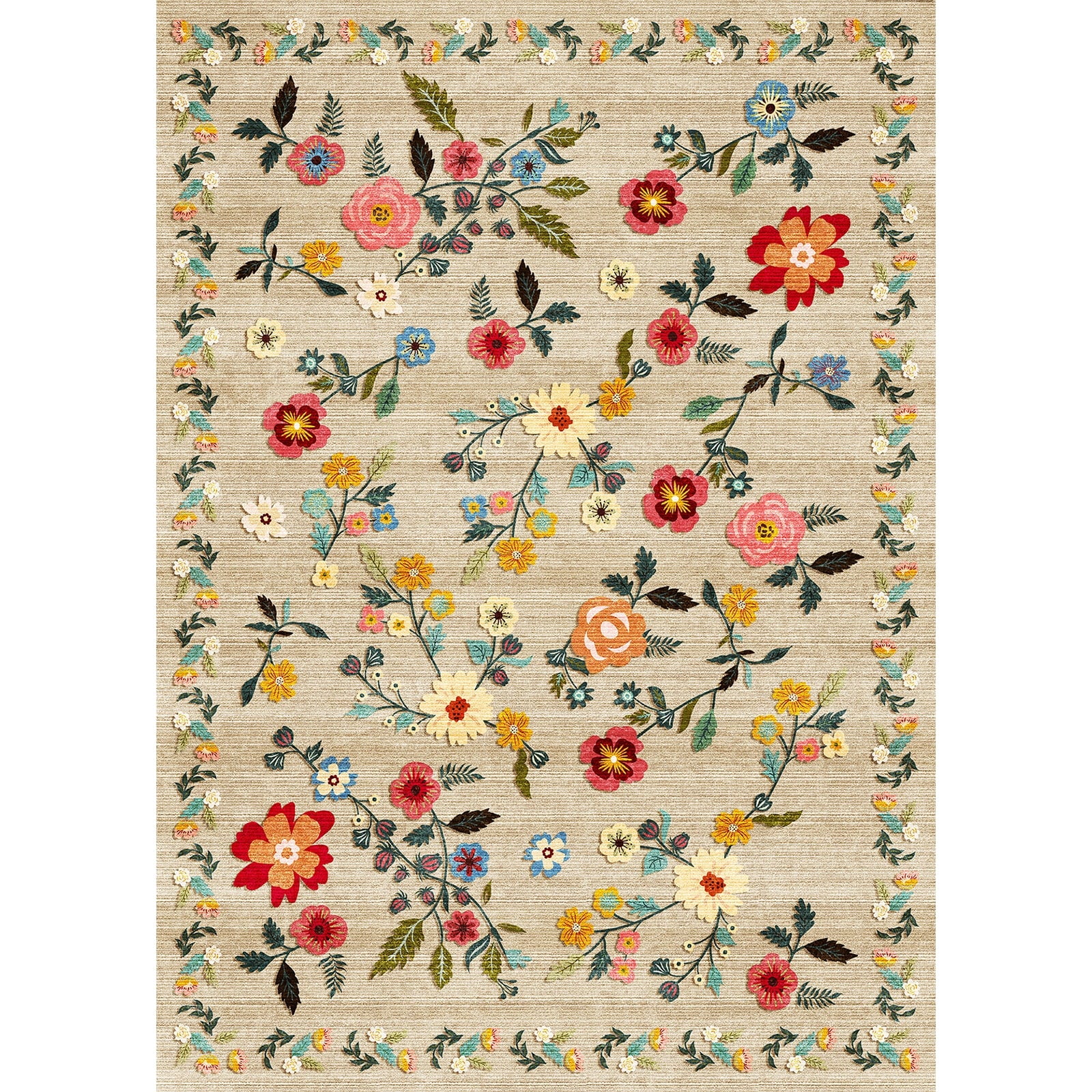 2'X3' Floral Area Rugs, Machine Washable Rug for Living Room- Soft Indoor Carpet, Low Pile for Bedroom, Dining Room, Playroom, Office