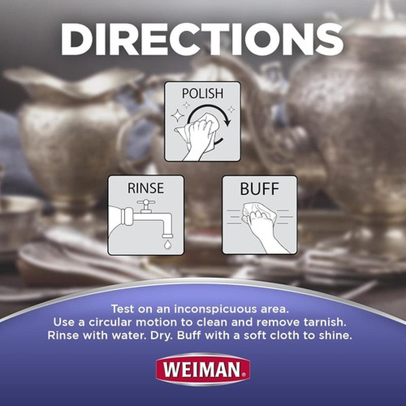 Weiman Wipes Jewelry Polish Cleaner Silver Copper Tarnish Remover Wipes, 20 Cnt