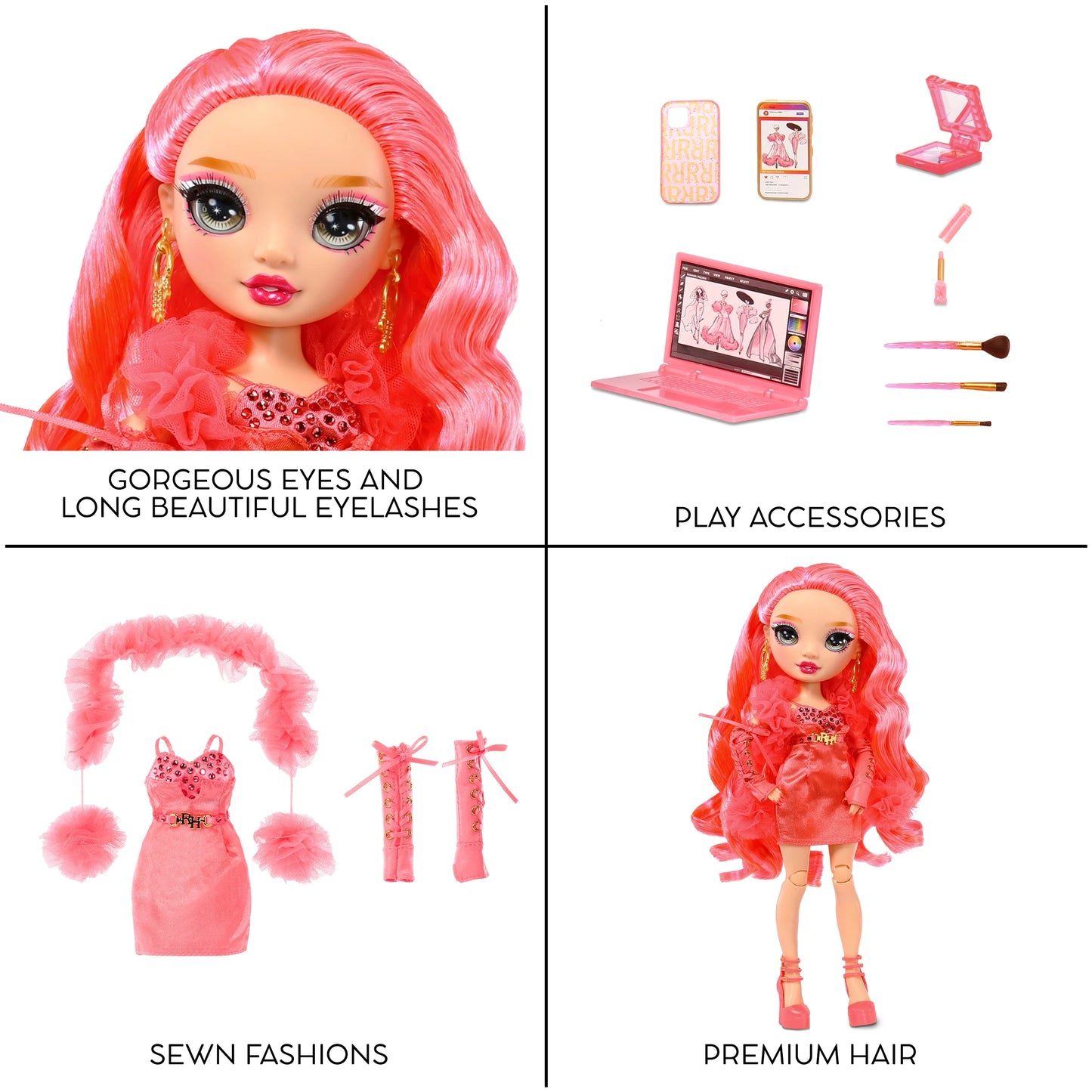 Priscilla - Pink Fashion Doll, Fashionable Outfit & 10+ Colorful Play Accessories. Toy Gift Kids 4-12 Years & Collectors