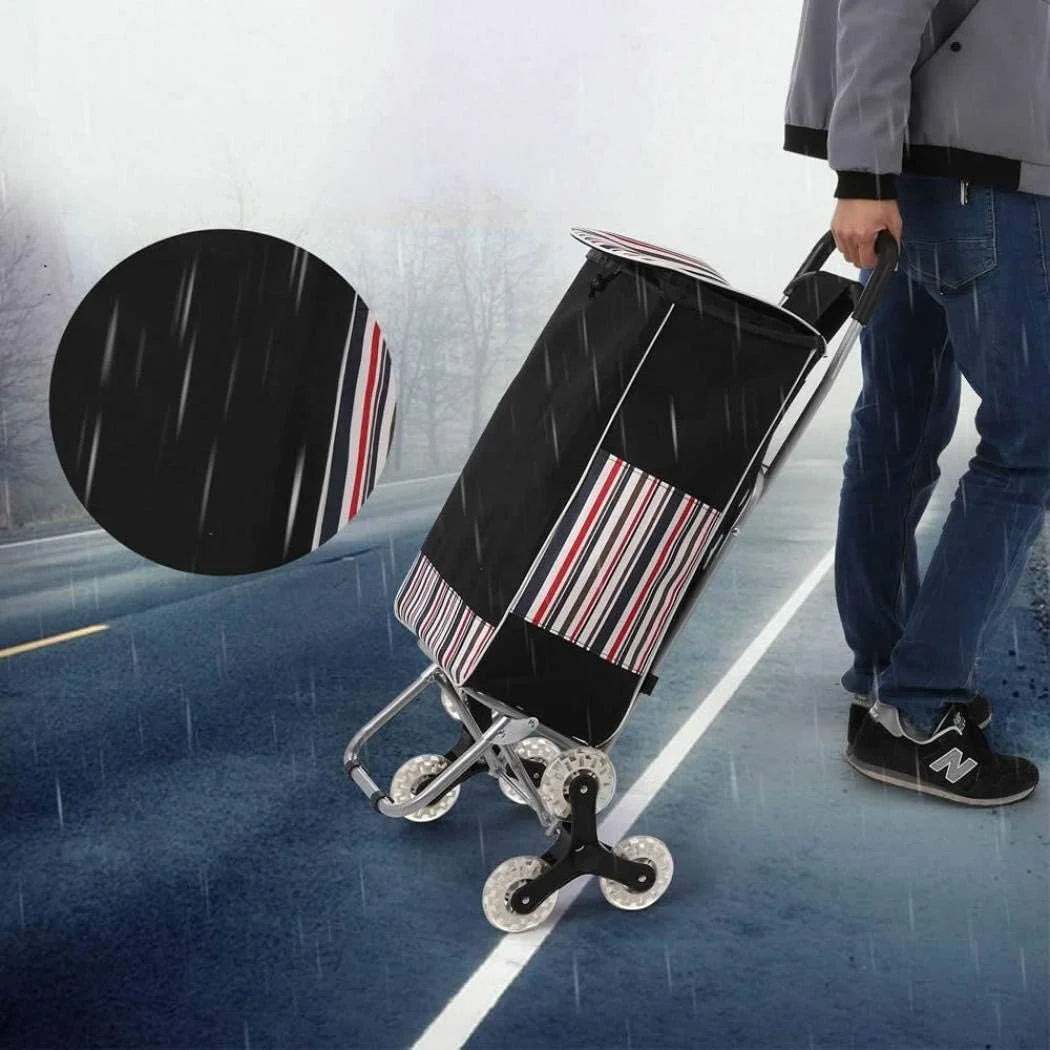 No5061025 Folding Shopping Cart Grocery Wagon with Stair Climbing Wheels Red